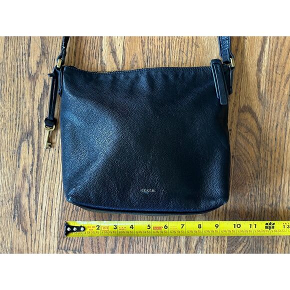 Vintage Fossil Black Leather Crossbody Shoulder Handbag Bag Women's Size Small - Picture 10 of 12